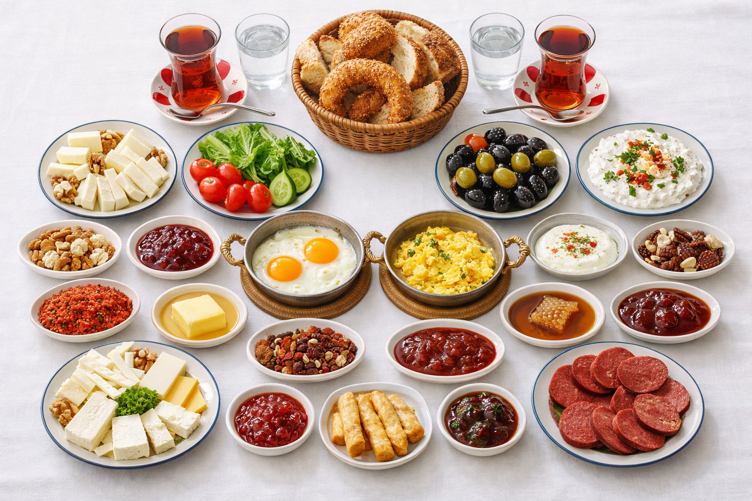 Dengeli kahvaltı sofrası düzeni