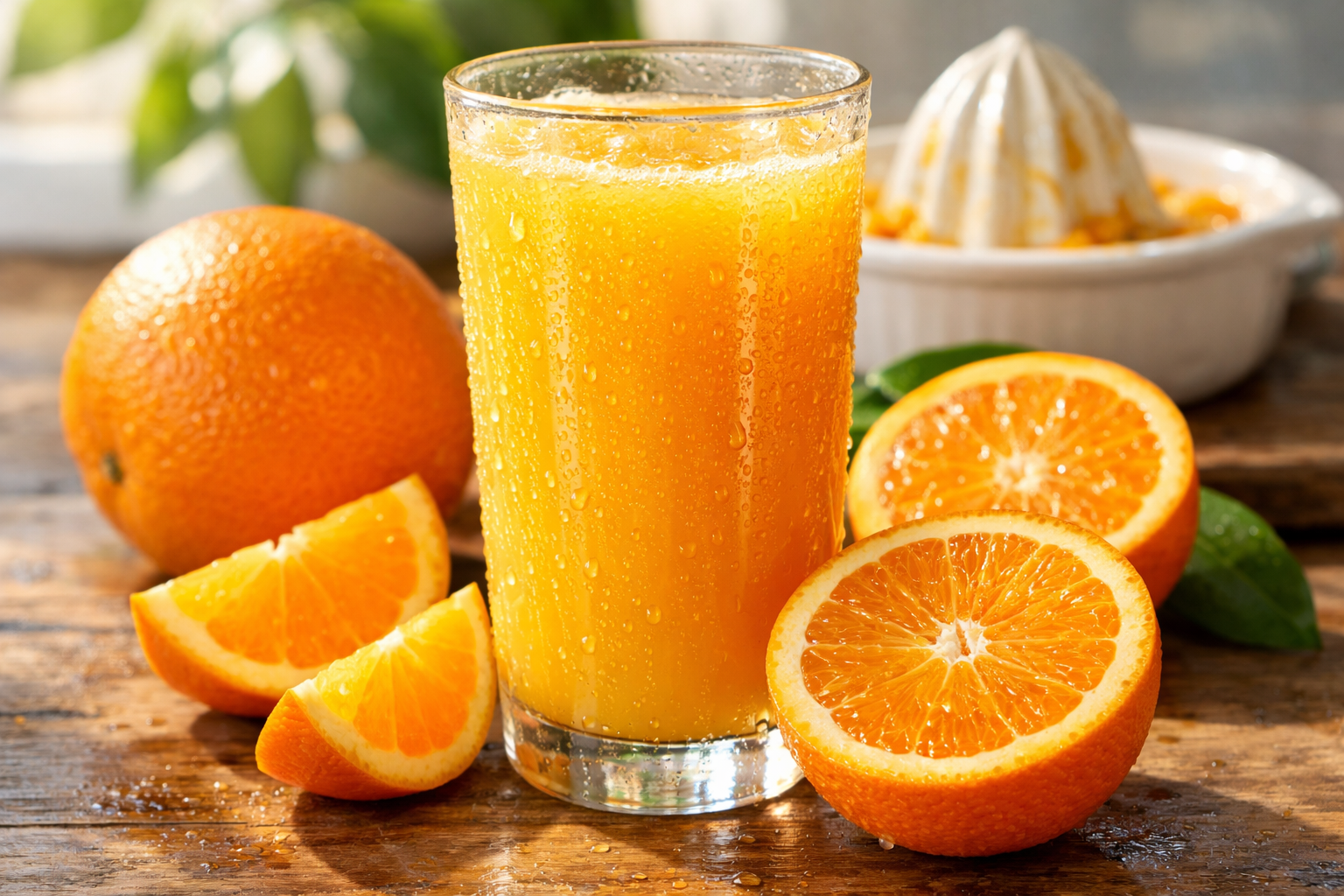 Taze sıkılmış portakal suyu