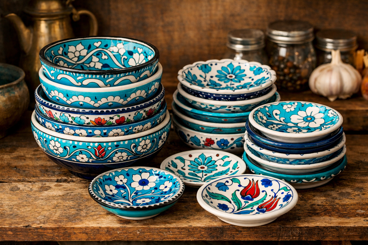 El yapımı seramik kaseler